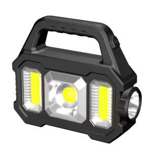 Multifunction Solar Power Bank Work Light Searchlight Flashlight Rechargeable COB Silver Portable Outdoor Solar LED Camping Lamp