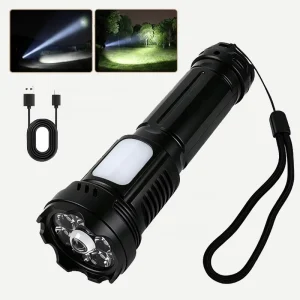 Multifunctional 1800mAh Zoomable Linternas Tactical Handheld Flashlight with 9 Modes High Power Torch for Hiking Fishing Camping