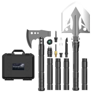 Multifunctional Aluminum Alloy Engineer Shovel Combination Set with Metal Handle Foldable Portable Outdoor Camping Car Mounted