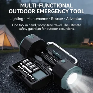Multifunctional Outdoor ABS Tool Set with Torch Flashlight 1 Year Warranty for Gift Promotional Use