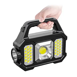 Multifunctional Searchlight Outdoor Waterproof Solar Powered Power Bank High Brightness Flashlight COB Portable