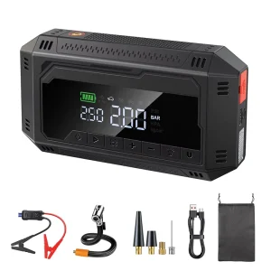N8 Car Jump Starter with Air Compressor 12V Battery Booster Emergency Power Bank Tire Inflator 2000A Peak Current