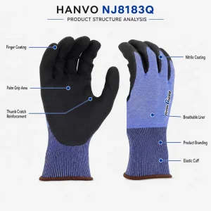 NJ8183Q Level 4 Cut-Resistant Nitrile Foam-Coated Knit Wrist Oil-Resistant Anti-Slip Safety Gloves