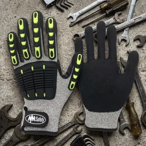 NMsafety HPPE ANSI A5 Impact Cut Gloves Sandy Nitrile TPR Safety Gloves Industrial Work Gloves Custom