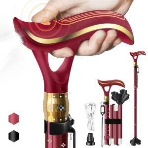 New Product Customizable Smart Cane in Foldable USB Charging Cane with Alarm Clock and LED Lighting Walking Sticks