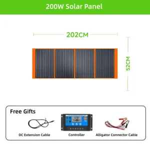 OEM 200W Lightweight Monocrystalline Silicon Foldable Portable Waterproof Camping Solar Panel for Outdoor
