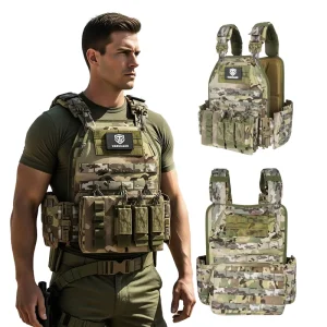 OEM Custom Adjustable Durable Tactical Vest Modular Molle Polyester for Hunting Training Hiking Camping and Security Guards