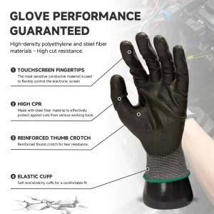 OEM Production Factory A4 High Cut Level PU Gloves Safety Work Hand Gloves PU Gloves for Recycling Plant Sorting