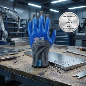 Oil Resistant Anti-Slip Nitrile Cut Resistant Work Gloves for Metalworking, Mechanics, and Construction