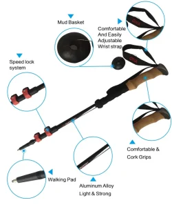 Outdoor Alpenstock Carbon Fiber Walking Sticks Telescoping Foldable Hiking Trekking Poles