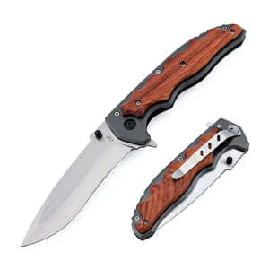 Outdoor Camping Tactical Pocket Folding Knife Stainless Steel Blade Wood Handle OEM Hunting Survival EDC Tools Lightweight