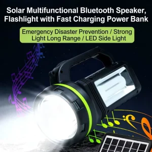Outdoor Handheld LED Flashlight Emergency Solar Powered Searchlight 4500mAh Lithium Battery Garden Use
