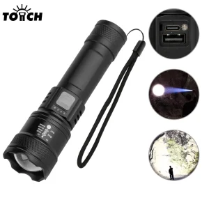 Outdoor High Lumen Linterna Portable P50 High Power Type C Rechargeable Lantern White LED Torch Light Tactical Flashlight