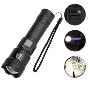 Outdoor High Lumen Linterna Portable P50 High Power Type-c Rechargeable Lantern White Led Torch Light Tactical Flashlight