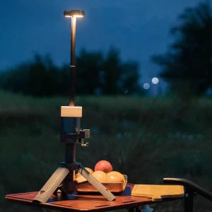 Outdoor Multi function Camping LED Ambient Long Range Searchlight Portable Retractable Work Tripod Dimming Flashlight COB+RGB