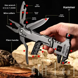 Outdoor Multi-function Safety Hammer Wrench Portable Folding Tool Pliers Camping Car Steel Aluminum Alloy PS Wrench19 Made China