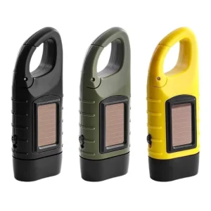 Outdoor Portable Solar Power Emergency EDC Flashlight Camping Hiking Multifunctional Waterproof Hand Crank Mini Survival Light