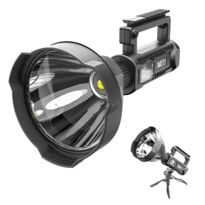 Outdoor Rechargeable LED Plastic Handheld Flashlight Emergency Lantern Searchlight with Tripod and USB Cable