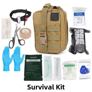 Outdoor Survival Kit Camping Hiking Hunting Adventure Emergency Gear Portable Tactical Molle Bag with Tools and Thermal Blanket