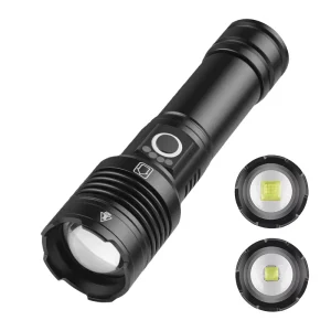 P50 High Power Tactical Flashlight Rechargeable Digital Display Telescopic Zoom IP65 Waterproof Outdoor Hunting Torch