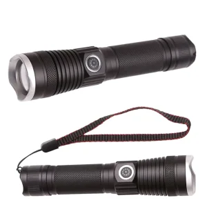 P50 Rechargeable 18650 USB LED Flashlight IP54 Waterproof 1000+ Lumens Aluminum Alloy Camping Searchlight Telescopic