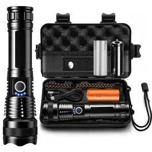 P70 Powerful Rechargeable White LED Torch Light Rechargeable Linterna Lantern Zoomable Power Display Tactical LED Flashlight