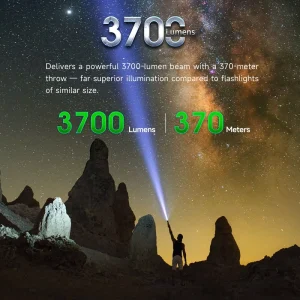 P81 3700LM High Power Searchlight One-step Strobe Flashlight USB-C Rechargeable Duty Light for Security