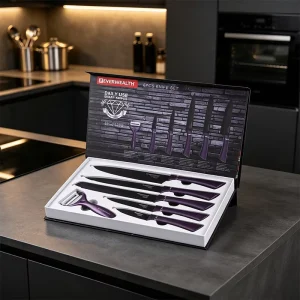 PP Handle Knifes Set Kitchen Tools Chef Knife Metal Material Knife With Metallic Painting Handle