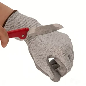 PU-Coated EN388 C Level 5 HPPE Cut-Resistant Gloves with Tear and Abrasion Resistance for Glass Work