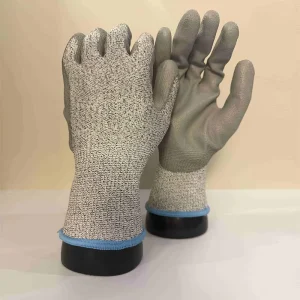PU Safety Work Gloves Cut Resistant Level B Polyurethane Gray Anti-Static for Warehouse Handling