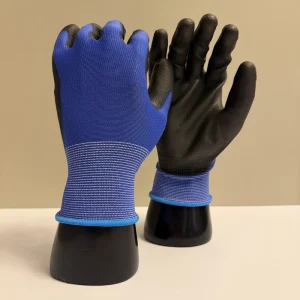 PURUI Lightweight Steel Fiber HPPE Liner Black PU Work Gloves with Sensitive Fingertips for Cleanroom Assembly Source Factory