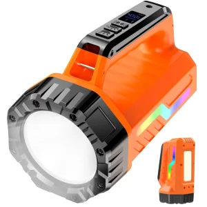 Plastic Handheld Flashlight with RGB Side COB Light USB C Rechargeable Portable Torch for Camping Hiking Emergency