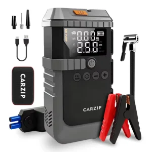 Portable 1200A Peak Current Lithium Car Jump Starter with Air Compressor Tire Inflator and Car Air Pump Emergency Tool Kit