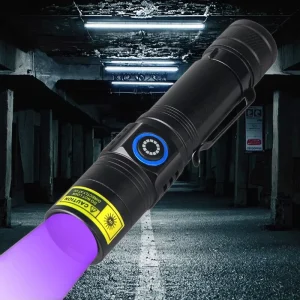 Portable 15W Rechargeable UV Blacklight Torch 365nm/395nm LED Green Aluminum Alloy Fluorescent Detector IP65 Adjustable Beam