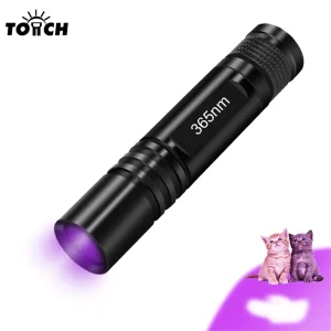 Portable 365nm LED UV Flashlight Mini Ultraviolet Lamp IP65 Aluminum Body AA Battery Accessories Detector Torch for Pet Care