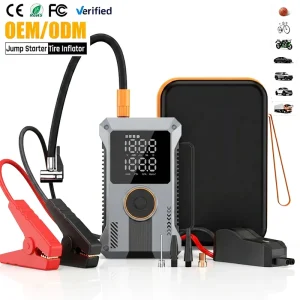 Portable 4-in-1 1500A Jump Starter with Power Bank LED Lighting Truck Emergency Booster 160PSI Tire Inflator 12V