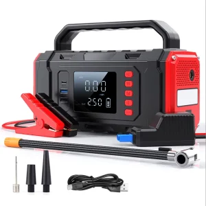 Portable 4 in 1 Air Compressor Jump Starter 150PSI 12V USB/USB-C Fast Charging Digital Screen Car Battery Booster Emergency Tool