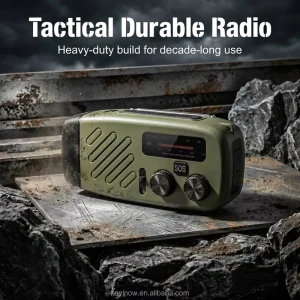 Portable AM FM WB NOAA Weather Emergency Radio with Flashlight SOS Alarm Hand Crank Solar Waterproof Power Bank Survival Radio