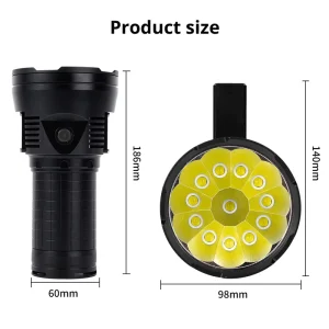 Portable Aluminum Alloy Laser Gun 70000 Lumens LED Flashlight 12*XHP70.2 Fan Cooling Searchlight for Camping