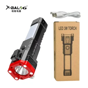 Portable COB Work Light Torch ABS Waterproof 1000+ Lumens Adjustable Beam USB-Rechargeable Camping Outdoor