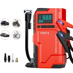 Portable Car Jump Starter with Air Compressor Power Bank with USB Ports LED Light 8000mAh for Truck for Emergency Tool