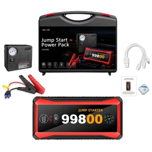 Portable Car Jump Starter with LED Light Air Compressor Emergency Tool Kit for Truck Motorcycle Use