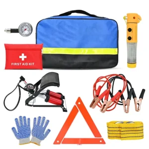 Portable Durable Plastic Emergency Warning Kit with Vehicle Reflector Point Warning Triangle Safety Hammer for Car Breakdown