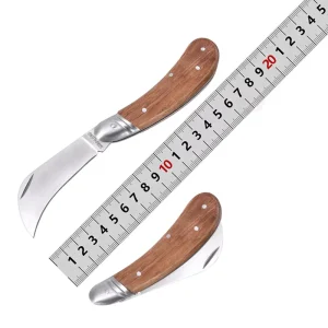 Portable Folding Grafting Knife Stainless Steel Blade Wooden Handle Multi Function Garden Tool OEM Available Custom