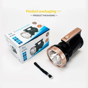 Portable LED Searchlight 100W High Power Large Spot Outdoor Patrol Rechargeable Flashlight with Over 500m Beam Distance