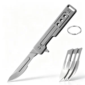 Portable Mini Folding Utility Knife Titanium Coated Keychain Box Cutter Sharp EDC Pocket Knife