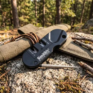 Portable Mini Outdoor Pocket Knife Sharpening Tool Carbide Ceramic Foldable Knife with Keychain for Outdoor Activities