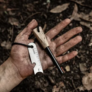 Portable Outdoor Flint Camping Gear Wilderness Survival Tool Solid Magnesium Wood Handle Fire Rod Fire Starter Opener