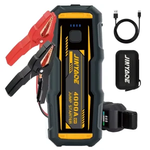 Portable Safety 4000A Emergency Jumper Cable Booster 12V Truck Car Battery Jumpstarter 20000mAh Power Bank Digital Screen 10.0L