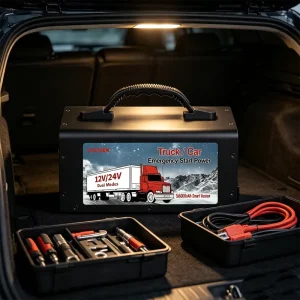 Portable Truck Car Jump Starter 12V 24V 4000A High Capacity Power Bank Digital Screen PD45W Fast Charge Emergency Light for
